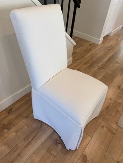 Set of 6 White Upholstered Dining Chairs – Modern High Back