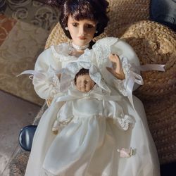 Beautiful Porcelain Doll Comes For Her Baby Also $20