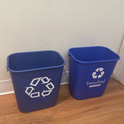 Pair of blue recycling bins $12