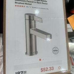 MOEN Beric Single Hole Single Handle Bathroom Faucet in Spot Resist Brushed Nickel