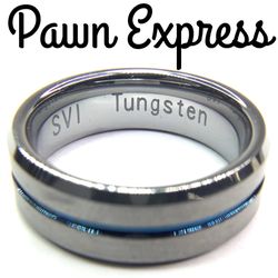  Tungsten Band with Beveled Edged and Thin Blue Line