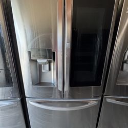 LG 3 Door Stainless Steel Refrigerator Instaview 36 Inch Wide 