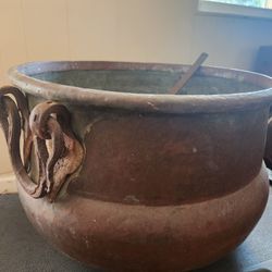 Antique Large Copper Kettle Cauldron 