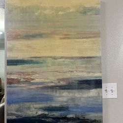 Large canvas art frame, blue and white, multicolor - $40 