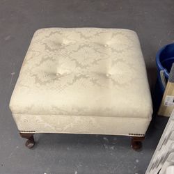 Upholstered Ottoman with Wooden Legs