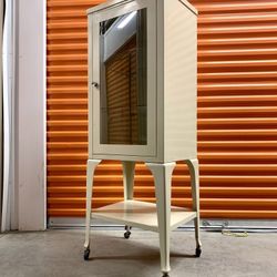 Vintage Art Deco Medical Displayuu Cabinet on Casters