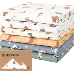 Organic Burp Cloths Baby Boy, Girl - 6-Pack Large  Burping Cloths for Babies