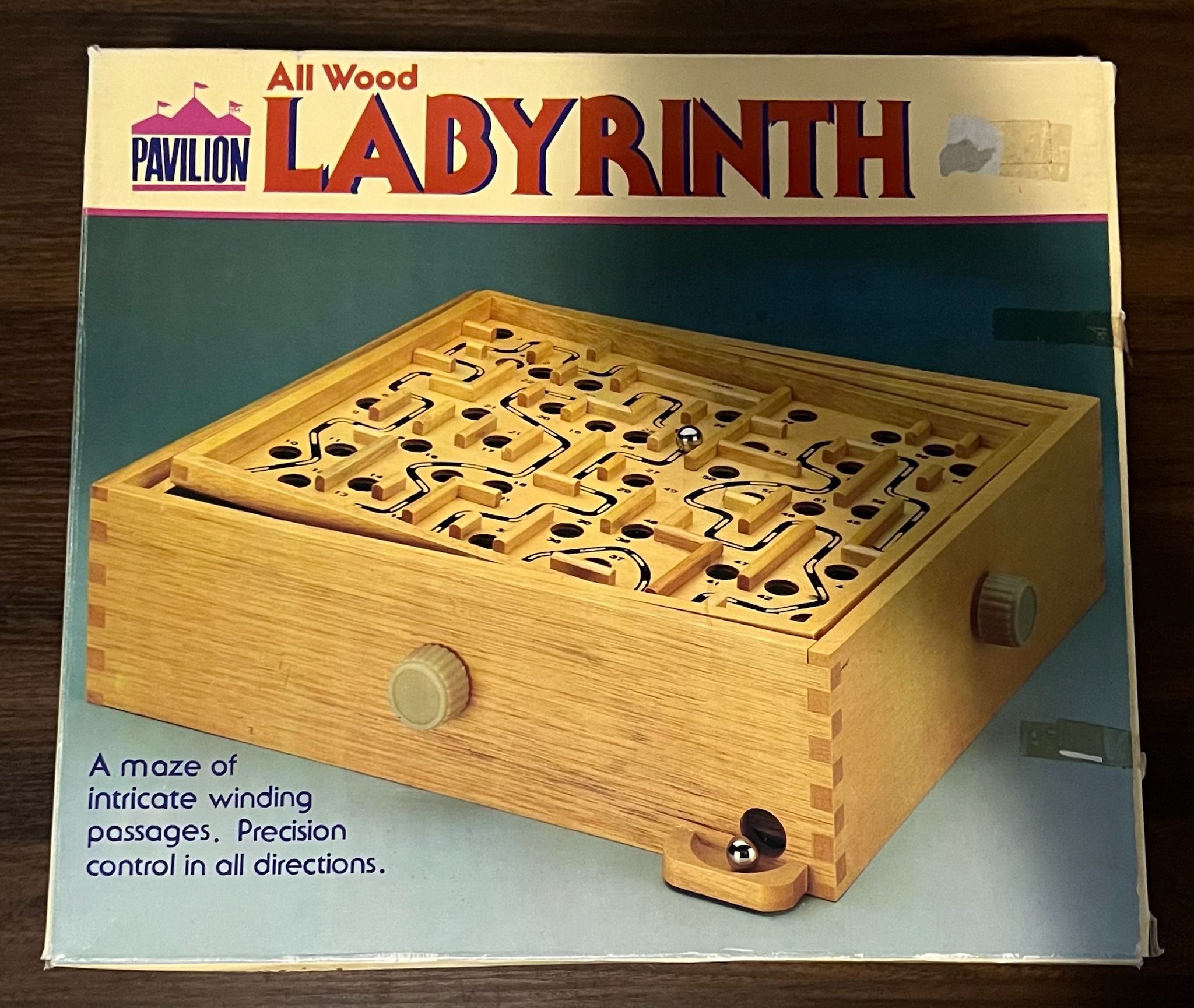 VIintage 1987 Pavilion All Wood Labyrinth Board Game With 2 Balls