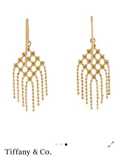 Authentic TIFFANY & Co fringe earrings 18k Yellow Gold Used-Retired collection