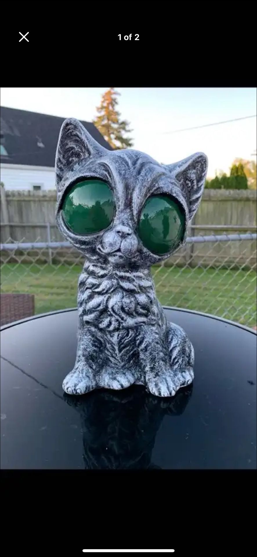 Cat With Big Green Eyes Statue