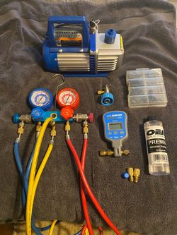 VIVOHOME Vacuum Pump, Manifold Gaige Set, Supcp VG64 Digital Vacuum Gauge