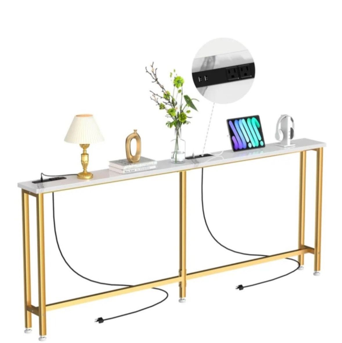 Brand New 70” Console Table With Outlets & Charging Station