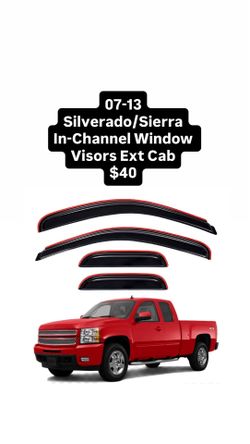 07-13 Silverado/Sierra In-Channel Window Visors Ext Cab $40