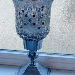 Mirrored & Silver Candle Holder  