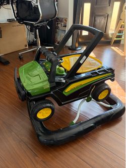 Bright Starts John Deere 4-in-1 Gator Green Baby Activity Center & Push Walker with Removable Interactive Steering Wheel Toy, 6 Months and up