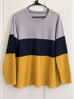 Color Block Ribbed Long Sleeve Top