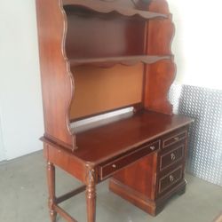 Solid Wood Desk With Hutch Shelf Good Condition 