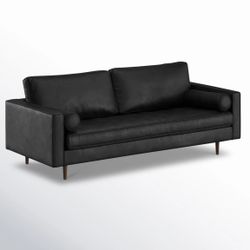 All Modern Geo 84" Genuine Leather Sofa - New “open box” - Black - $1499 Retail - Delivery Available 