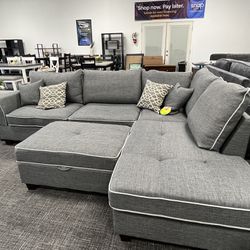 Light Gray Sofa Sectional Set 