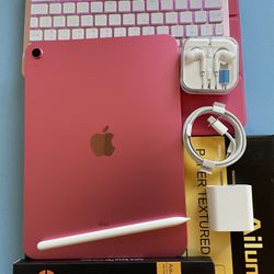 256gb Apple IPad 10th Generation (10.9” Liquid Retina / Latest 2022 / pink) with pen, keyboard, case & Accessories (warranty 02/ 2025)