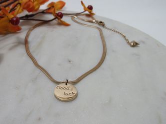 Gold Plated Round Good Luck Letter Necklace Box Chain For Women