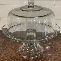 Cake Plate And Glass Dome Pedestal