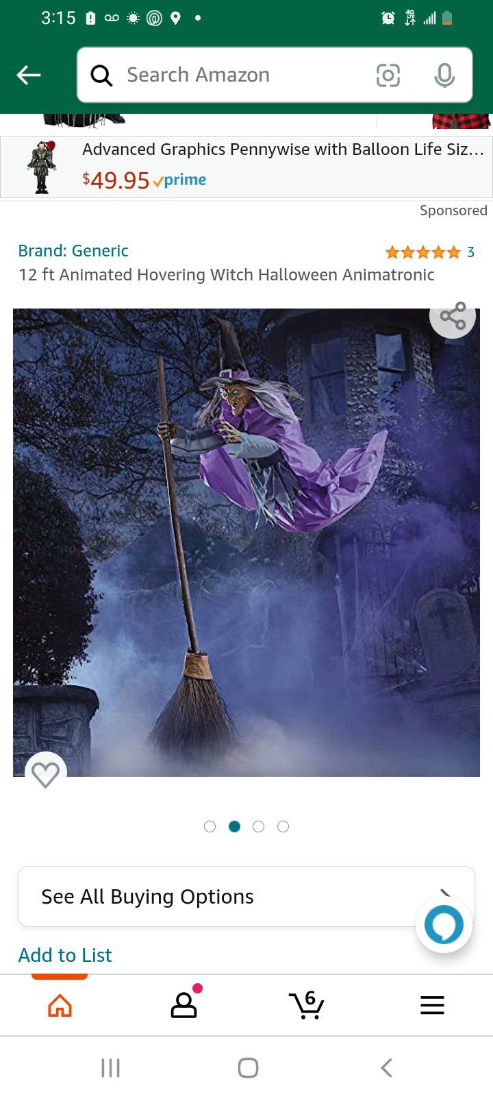 Hovering Witch Halloween Decor
