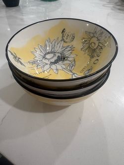 Bee & Sunflower Ceramic Bowl Collection