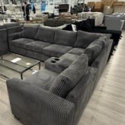 Modern Sectional Couch With Ottoman, Gray 2026 Bran New