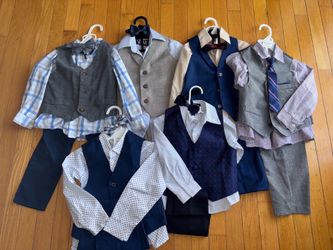 6 (six) Toddler Suits. Shirt Pants Vest & tie - Size 3T
