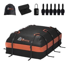 Asinking Car Roof Bag Rooftop top Cargo Carrier Bag 15 Cubic feet Waterproof for All Cars with/Without Rack, Includes Anti-Slip Mat,