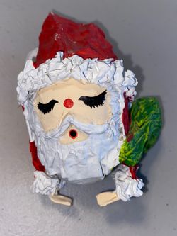 4” Vintage Paper Papier Mache Christmas Santa Claus Ornament