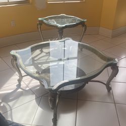 3 Piece Marble And Glass Tables