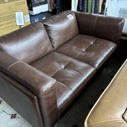 Brown Leather Sofa Loveseat 