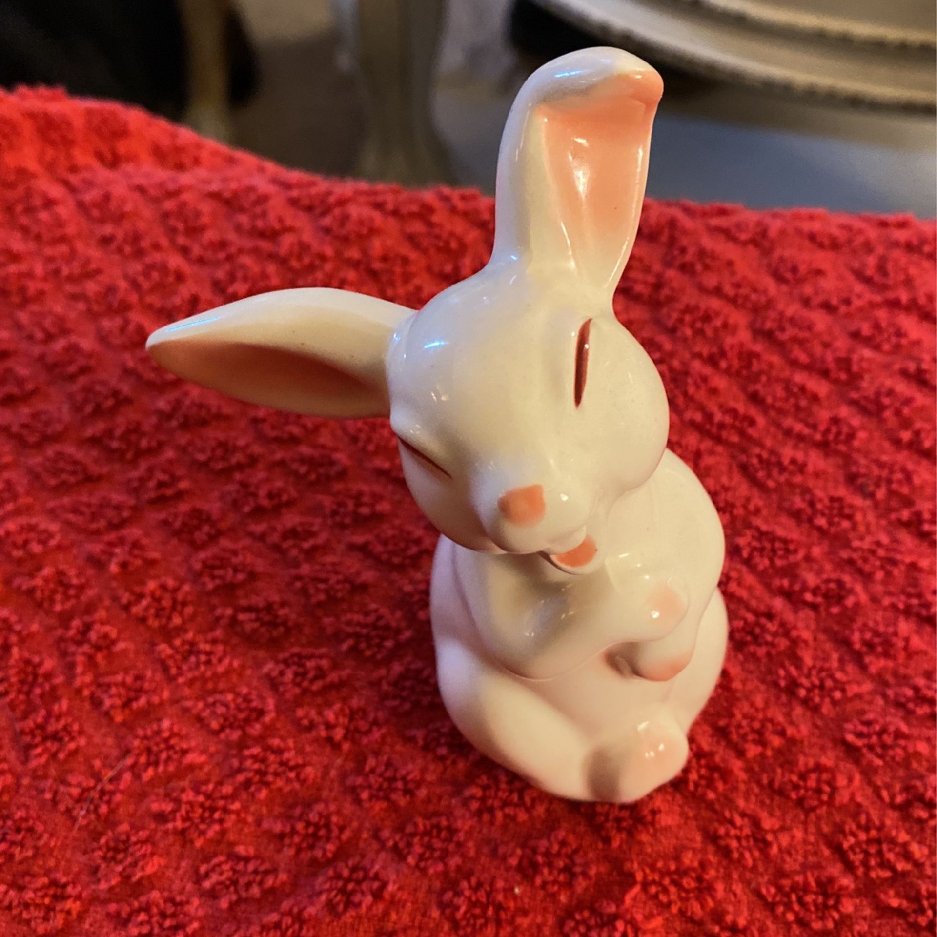White And Pink Porcelain Bunny
