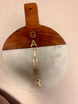 Marble and Wood Gather Serving Board