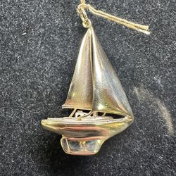 14k Gold Sailboat Pendant 