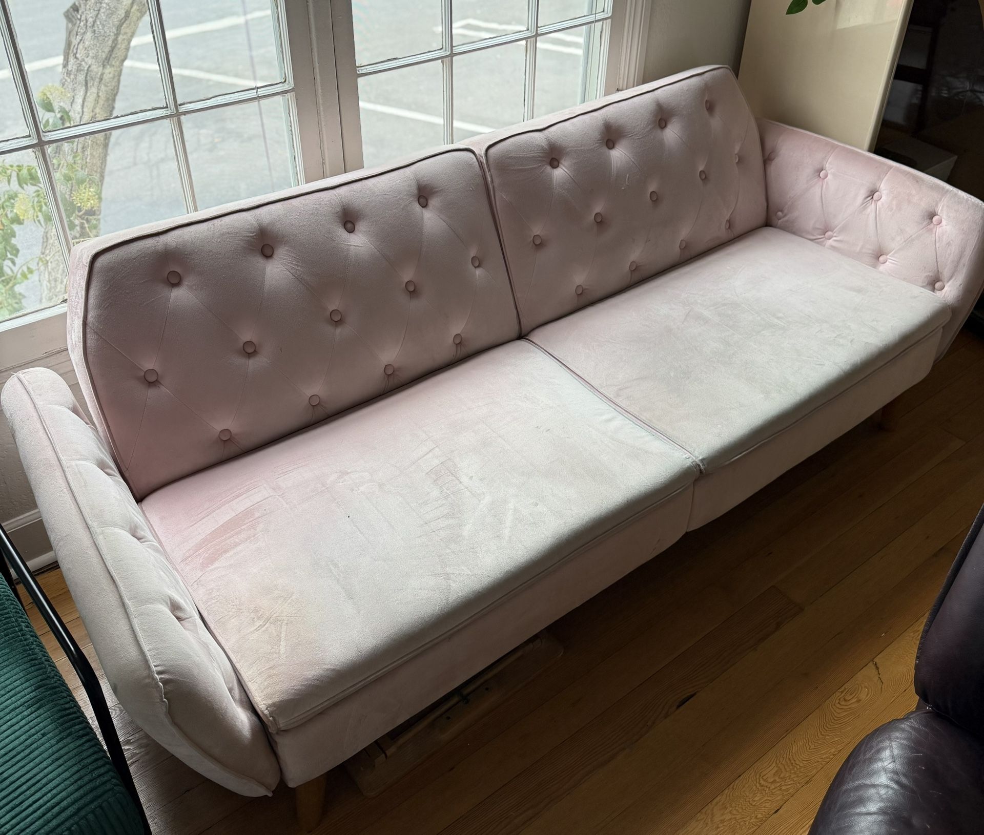 Vintage Couch  MCM Futon Diamond tufted Futon Mid Century Living Room