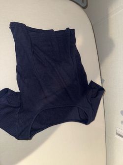 Navy Blue Ribbed Bodysuit