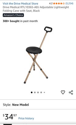 Folding cane with seat