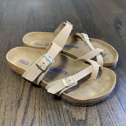 Birkenstock Women's Mayari Soft-Footbed Sandcastle Nubuck Leather Euro size 37 R