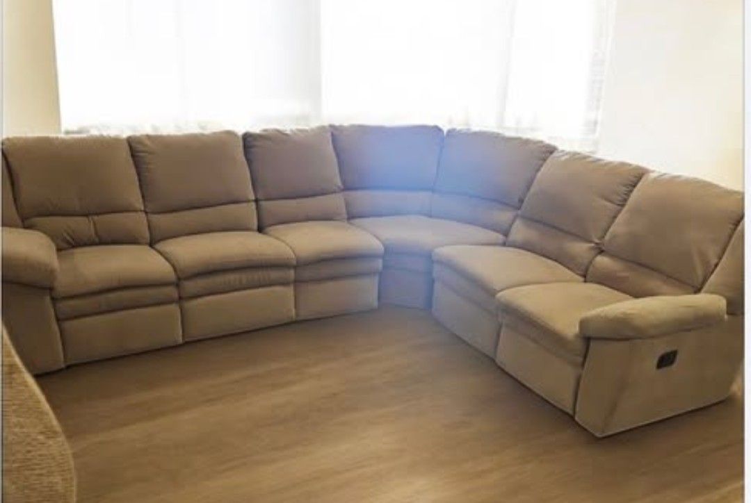 tan microfiber sectional reclining