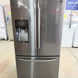SAMSUNG BLACK STAINLESS STEEL FRIDGE