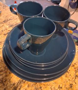 Ikea Teal Blue Ceramic Dinnerware Set