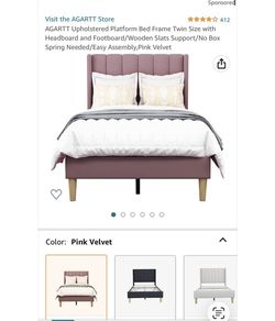 Twin Bed Rose Pink Velvet Excellent Conditions