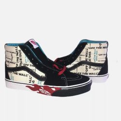 Vans Off the Wall Flame Sk8-hi 500714 Sneakers All Over Black Mens Size 9-9.5 RARE