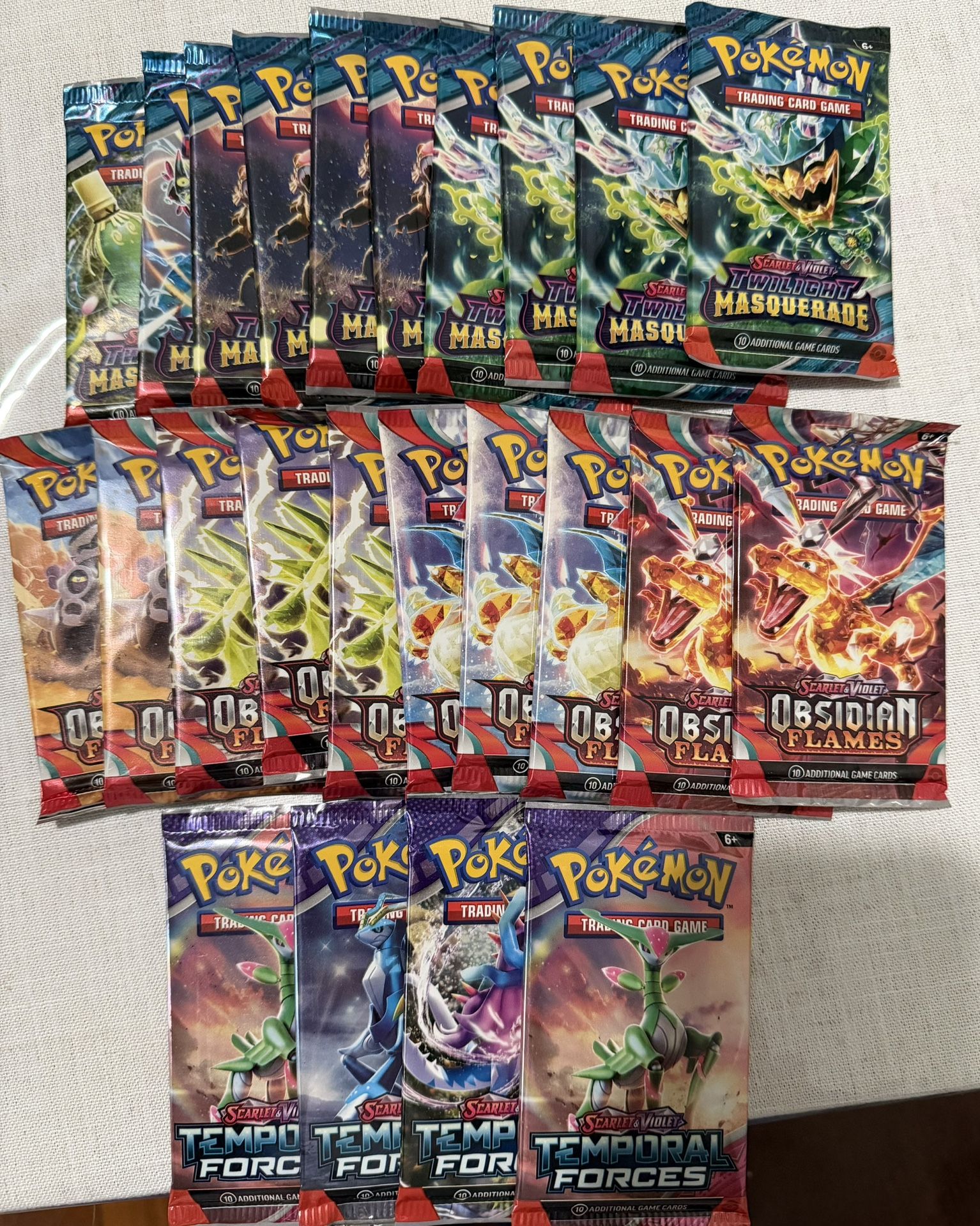 24 Pokemon Packs Sealed Obsidian Flames Twilight Masquerade Temporal Forces