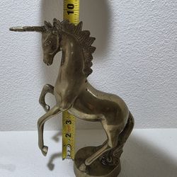 VINTAGE 9” SOLID BRASS UNICORN STATUE FIGURINE..FANTASY..MAGICAL..HEAVY