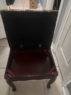 Wooden Storage Bench Stool with Upholstered Lid