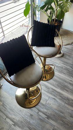 Gold and cream adjustable barstools